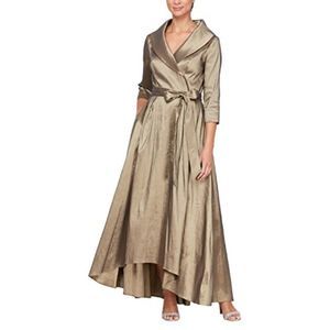 NWT Alex Evenings 3/4 Sleeve Portrait Collar Stretch Taffeta Dress - size 16